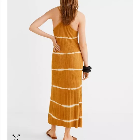 Mango Tie Dye Knit Maxi Dress Mustard Yellow Racerback - Picture 2 of 3